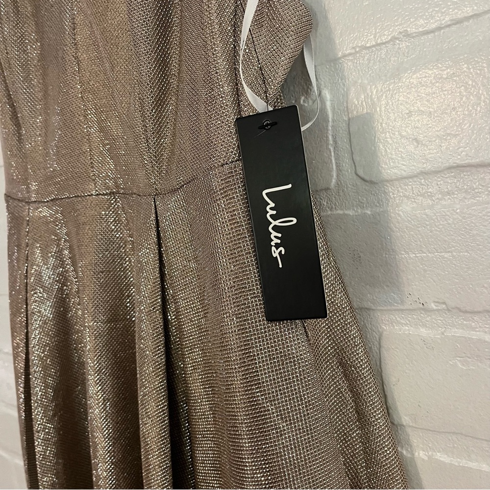 Lulus A-Line Mini Dress Keeps Getting Better Gold Skater Fit & Flare XS NWT - Picture 7 of 9